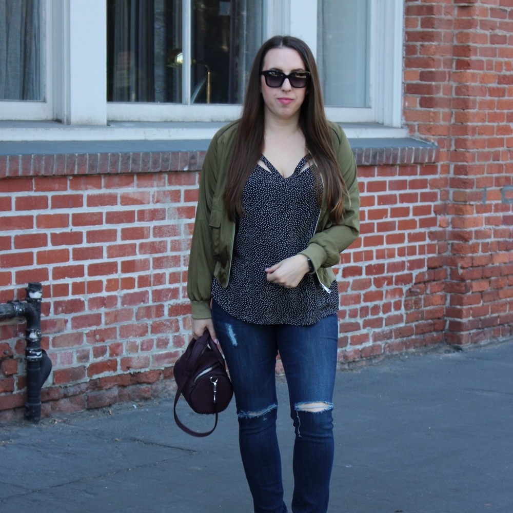 Cut Out Black Polka Dot Cami